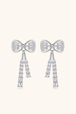 HGA 1.12 Carat Moissanite 925 Sterling Silver Bow Earrings - Hot Girl Apparel