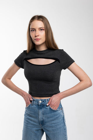 Hot Girl Up-Cycled Cut-Out Knit Tee