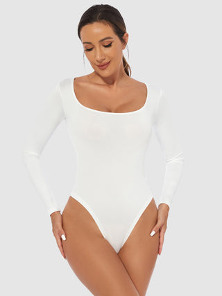 Hot Girl Scoop Neck Long Sleeve Bodysuit