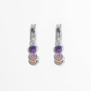 HGA Secret Rainbow Sterling Silver Huggie Earrings