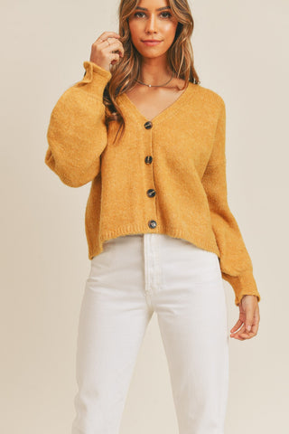 Hot Girl MABLE Button Down Sweater Cardigan In Mustard