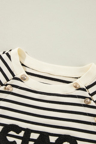 Hot Girl Ciao Amore Striped Long Sleeve Sweatshirt