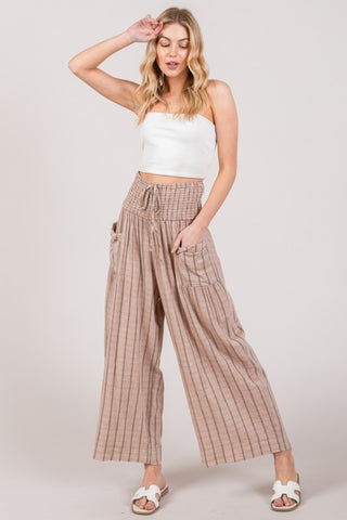 Hot Girl SAGE + FIG Cotton Gauze Boho Striped Pants In Latte - Hot Girl Apparel