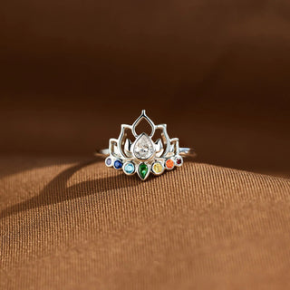 HGA Sterling Silver Rainbow Lotus Ring