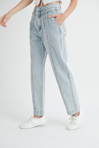 Hot Girl MABLE Pleated Front Detail Straight Leg Jeans