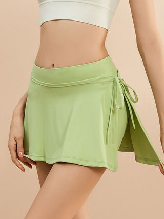 Hot Girl Tied High Waist Active Skort with Pockets