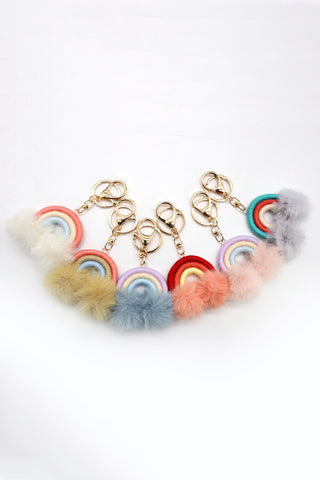 HGA Assorted 4-Pack Rainbow Pom Pom Keychain - Hot Girl Apparel