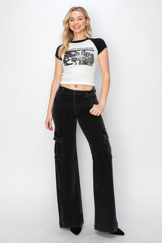 Hot Girl Risen High Rise Wide Leg Cargo Jeans In Black