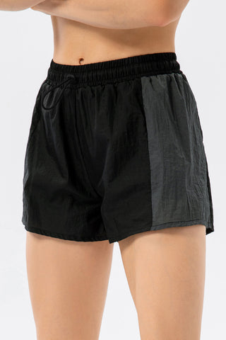 Hot Girl Color Block Drawstring Lined Active Shorts With Pocket - Hot Girl Apparel