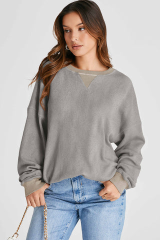 Hot Girl Waffle Knit Contrast Trim Sweatshirt