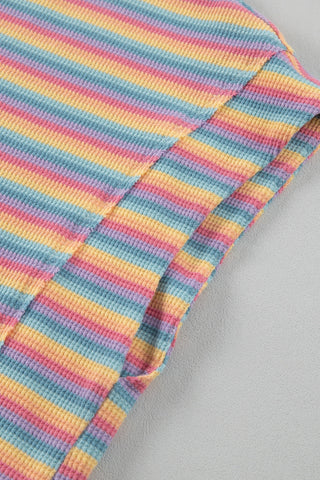 Hot Girl Rainbow Striped Top and Shorts Lounge Set