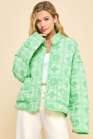 Hot Girl X Davi & Dani Vintage Paisley Open Front Jacket In Lime