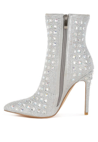 Hot Girl X London Rag Frostin Pointed Toe Rhinestone Stiletto Boots