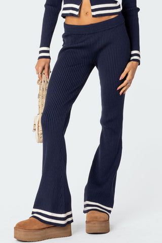 Hot Girl Nikki Contrast Stripe Zip Up Long Sleeve Top and Pants Two Piece Lounge Set