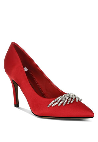 Hot Girl X London Rag Rhodolia Diamante Brooch Satin Pumps