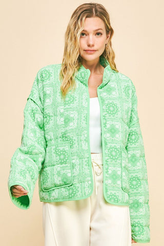 Hot Girl X Davi & Dani Vintage Paisley Open Front Jacket In Lime