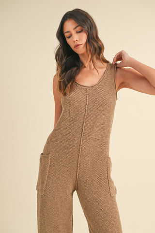 Hot Girl MABLE Sleeveless Knit Crop Jumpsuit With Pockets