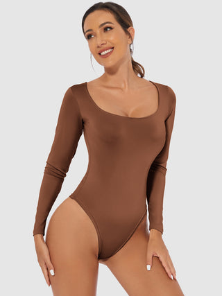 Hot Girl Scoop Neck Long Sleeve Bodysuit