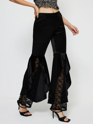 Hot Girl Dark Side High Waist Lace Flare Pants