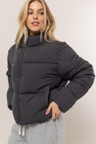 Hot Girl HYFVE Quilted Drawstring Classic Cropped Puffer Jacket In Black