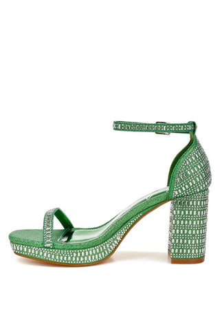 Hot Girl X London Rag Ronan Rhinestone Embellished Block Sandals