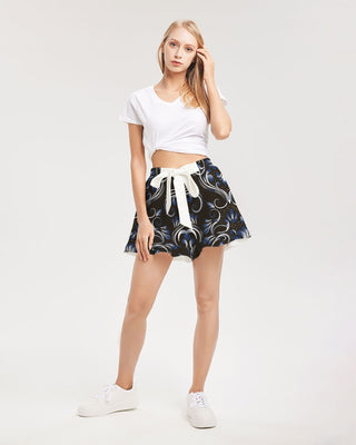 Hot Girl LOVE PARIS Women's All-Over Print Ruffle Shorts