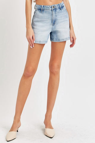 Hot Girl Risen High Rise Utility Denim Shorts In Light Wash