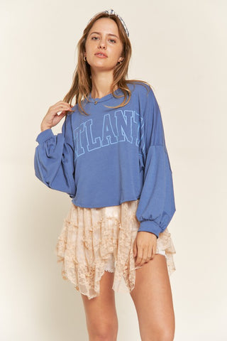 Hot Girl Hometown Terry Batwing Long Sleeve Top