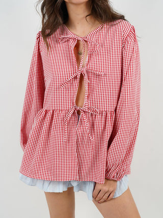 Hot Girl Bridget Bow Tied Long Sleeve Blouse