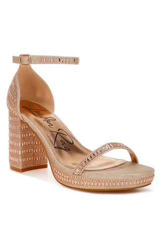 Hot Girl X London Rag Ronan Rhinestone Embellished Block Sandals