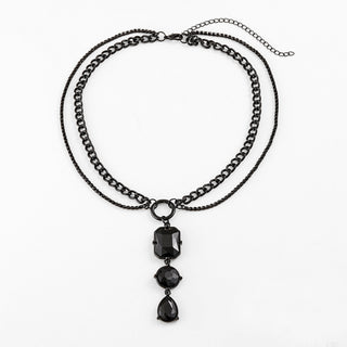 Hot Girl Dark Magic Glass Stone  Necklace In Black - Hot Girl Apparel
