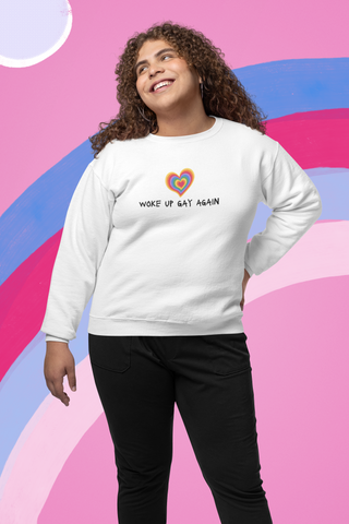 Hot Girl Woke Up Gay Again Organic Embroidered Sweatshirt - Hot Girl Apparel