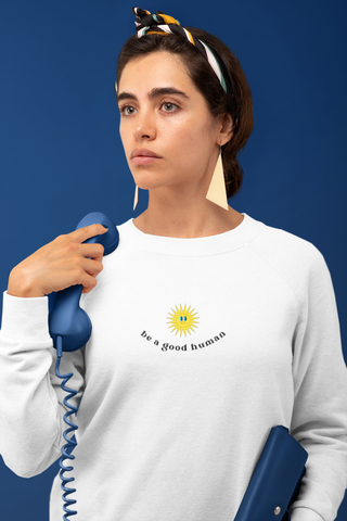 Hot Girl Good Human Organic Embroidered Sweatshirt - Hot Girl Apparel