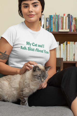 Hot Girl Cat Gossip Organic Embroidered T-shirt - Hot Girl Apparel
