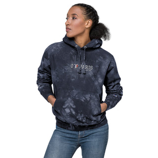 Hot Girl LOVE PARIS Champion Tie-Dye Embroidered Hoodie In Navy