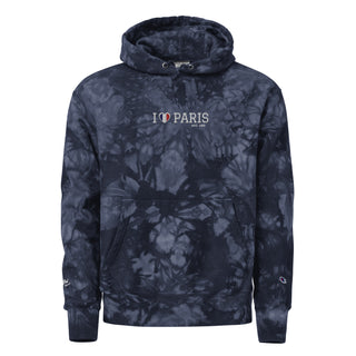 Hot Girl LOVE PARIS Champion Tie-Dye Embroidered Hoodie In Navy