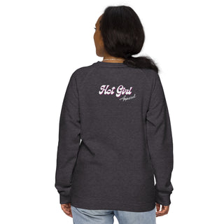 Hot Girl White Car Organic Raglan Embroidered Sweatshirt - Hot Girl Apparel