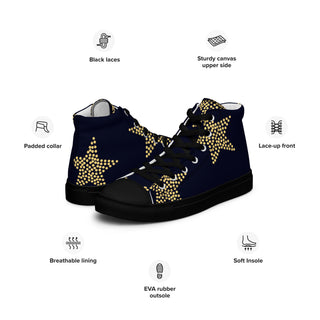 Hot Girl Women’s Gold Star High Top Canvas Shoes - Hot Girl Apparel