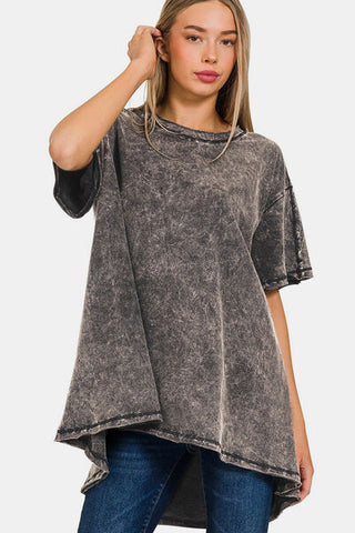 Hot Girl Acid Wash Oversized Tee in Black - Hot Girl Apparel