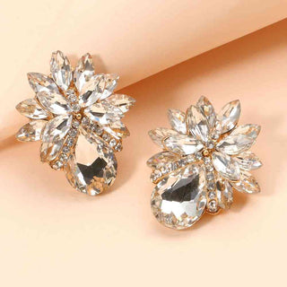 HGA Flower Shape Glass Stone Stud Earrings - Hot Girl Apparel