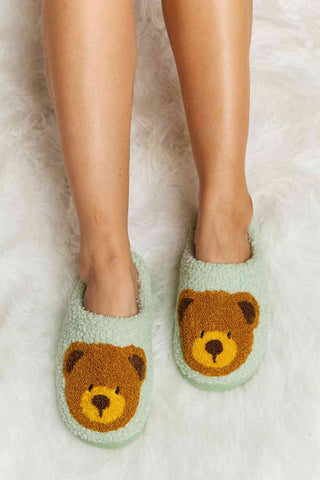 Hot Girl Teddy Bear Print Plush Slide Slippers - Hot Girl Apparel