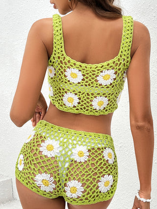 Hot Girl Flower Child Crocheted Two-Piece Swim Coverup - Hot Girl Apparel