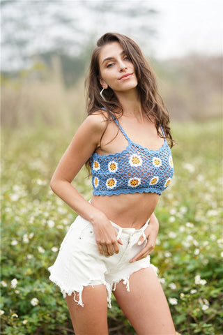 Hot Girl Floral Crochet Cropped Cami - Hot Girl Apparel