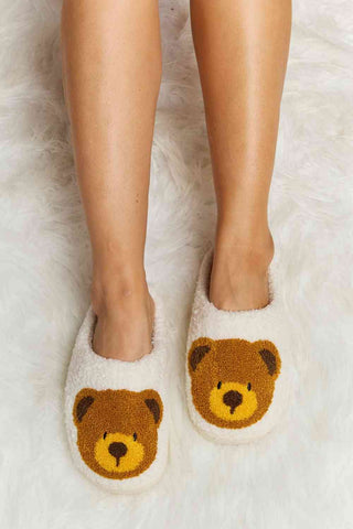 Hot Girl Teddy Bear Print Plush Slide Slippers - Hot Girl Apparel