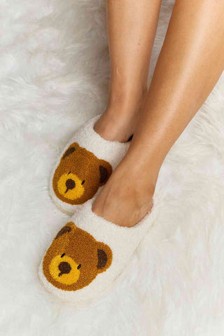 Hot Girl Teddy Bear Print Plush Slide Slippers - Hot Girl Apparel