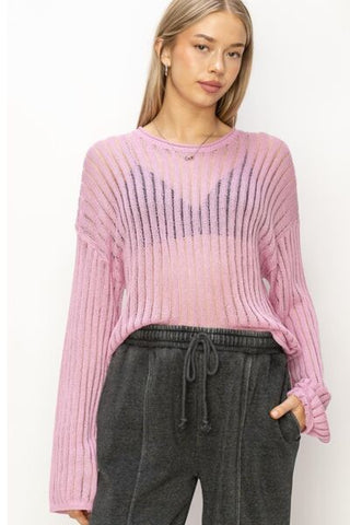 Hot Girl Openwork Ribbed Long Sleeve Knit Top - Hot Girl Apparel