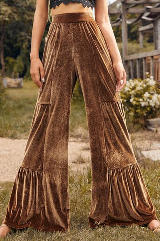 Hot Girl Velvet High Waist Wide Leg Boho Pants - Hot Girl Apparel