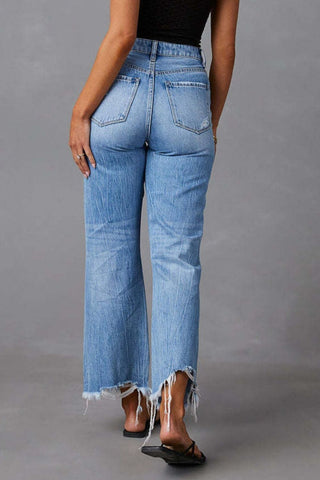 Hot Girl Bayea Distressed Raw Hem Jeans - Hot Girl Apparel