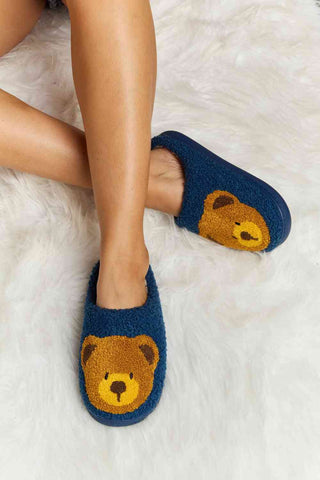 Hot Girl Teddy Bear Print Plush Slide Slippers - Hot Girl Apparel
