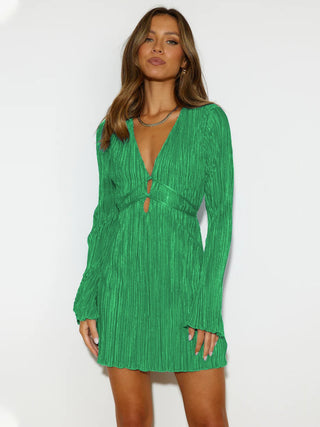 Hot Girl Ari Plunge Flare Sleeve Mini Dress - Hot Girl Apparel